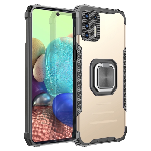 

For Motorola Moto G9 / G9 Play / E7 Plus Fierce Warrior Series Armor Aluminum Alloy + TPU Phone Case with Ring Holder(Gold)