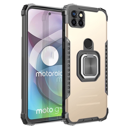 

For Motorola Moto G 5G / One 5G Ace Fierce Warrior Series Armor Aluminum Alloy + TPU Phone Case with Ring Holder(Gold)