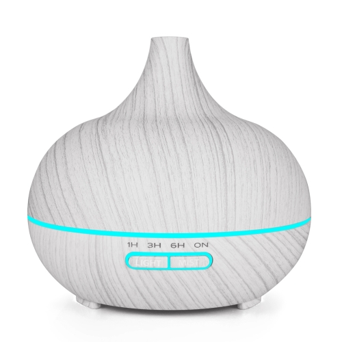 

400ml Wood Texture Fragrance Machine Pointed Mouth Humidifier with Colorful LED Light, Plug Specification:EU Plug(White)