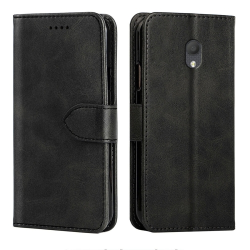 

For Alcatel 1C (2019) Calfskin Texture Horizontal Flip Leather Case with Holder & Card Slots(Black)