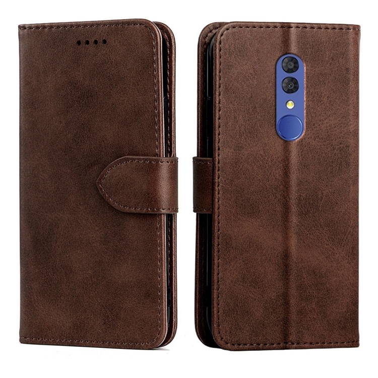 

For Alcatel 3 (2019) Calfskin Texture Horizontal Flip Leather Case with Holder & Card Slots(Brown)