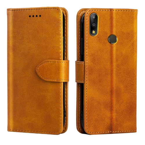 

For Asus ZenFone Max Pro M2 (ZB631KL) Calfskin Texture Horizontal Flip Leather Case with Holder & Card Slots(Yellow)