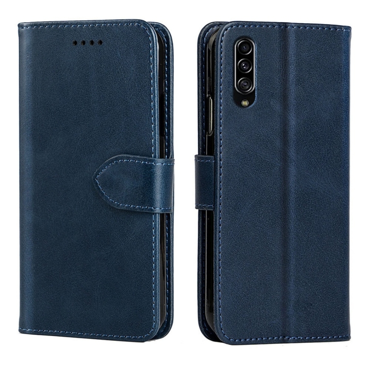 

For Galaxy A90 5G Calfskin Texture Horizontal Flip Leather Case with Holder & Card Slots(Blue)