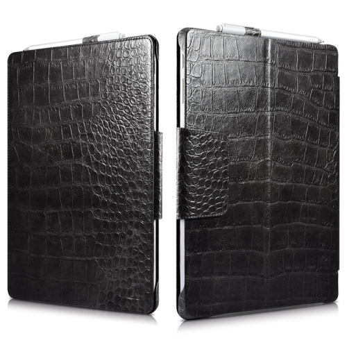 

For Microsoft Surface Pro 4 / 5 / 6 / 7 ICARER Crocodile Texture Full Coverage Horizontal Flip Tablet Protective Leather Case(Black)