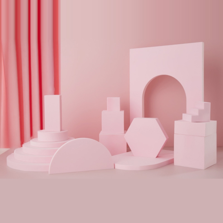 

16 in 1 Mixed Geometric Cube Photography Background Foam Props(Pink)