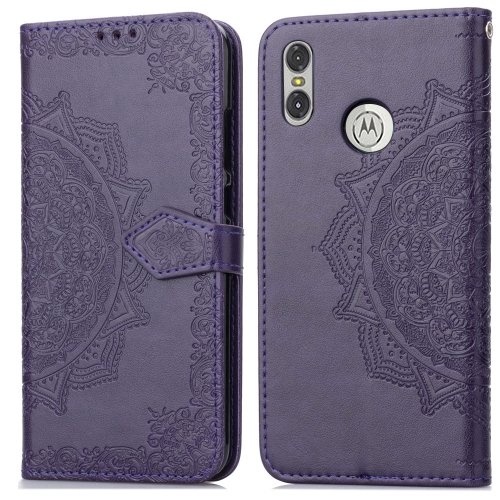 

For Motorola One (P30 Play) Embossed Mandala Pattern PC + TPU Horizontal Flip Leather Case with Holder & Card Slots(Purple)