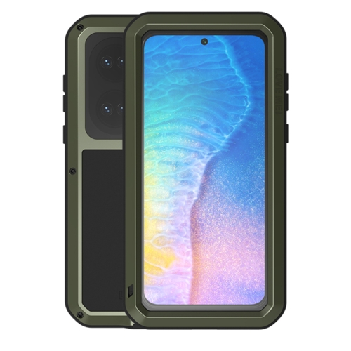 

For Huawei P50 LOVE MEI Metal Shockproof Waterproof Dustproof Protective Phone Case with Glass(Green)