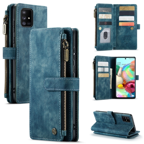 

For Samsung Galaxy A71 4G CaseMe-C30 Multifunctional Horizontal Flip PU + TPU Phone Case(Blue)