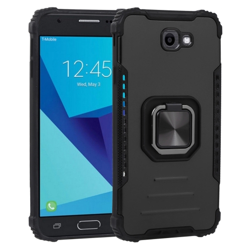 

For Samsung Galaxy J7 Prime Fine Hole Version Fierce Warrior Series Armor All-inclusive Shockproof Aluminum Alloy + TPU Phone Case with Ring Holder(Black)