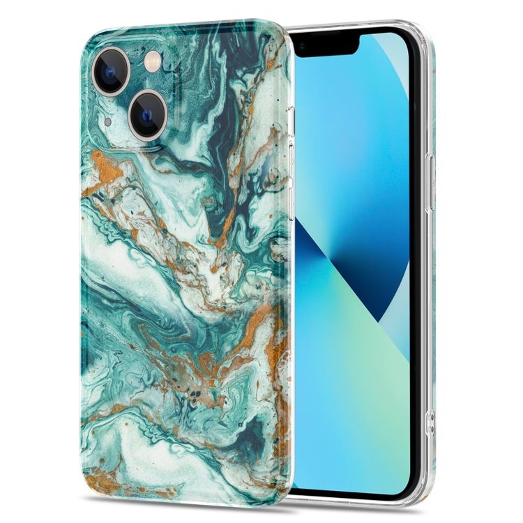 

TPU Gilt Marble Pattern Phone Case For iPhone 13 Pro(Green)