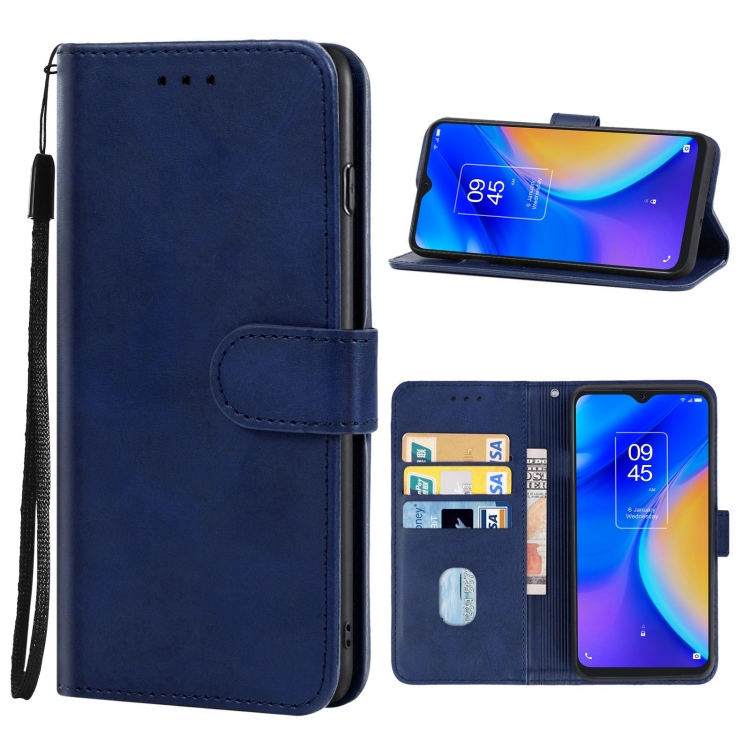 

Leather Phone Case For TCL 20 SE(Blue)