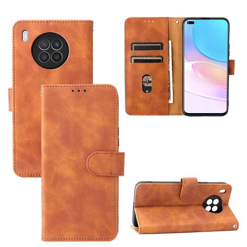 

For Huawei nova 8i / Honor 50 Lite Skin Feel Magnetic Buckle Calf Texture PU Phone Case(Brown)