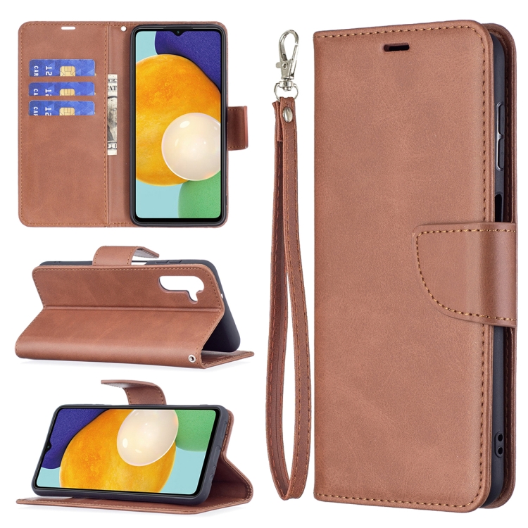 

For Samsung Galaxy A13 5G Retro Lambskin Texture Pure Color Horizontal Flip Leather Phone Case with Holder & Card Slots & Wallet & Lanyard(Brown)
