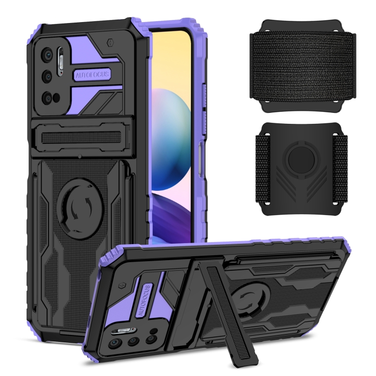 

For Xiaomi Redmi Note 10 5G Armor Wristband Phone Case(Purple)