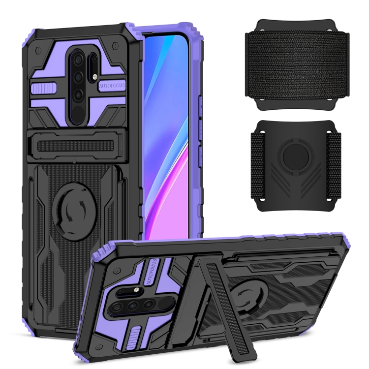 

For Xiaomi Redmi 9 Armor Wristband Phone Case(Purple)