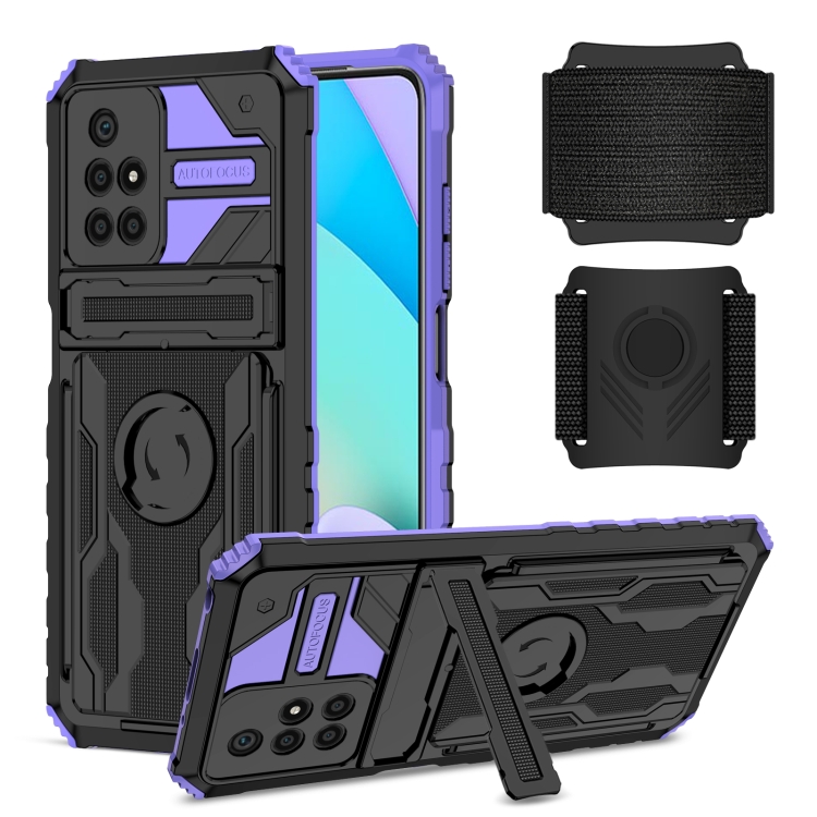 

For Xiaomi Redmi 10 Armor Wristband Phone Case(Purple)