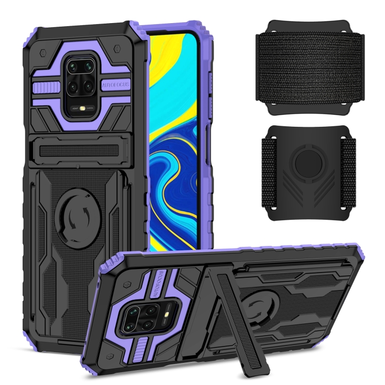 

For Xiaomi Redmi Note 9S Armor Wristband Phone Case(Purple)