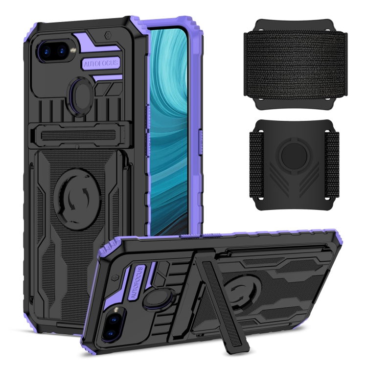 

For OPPO A7 / A5s Armor Wristband Phone Case(Purple)
