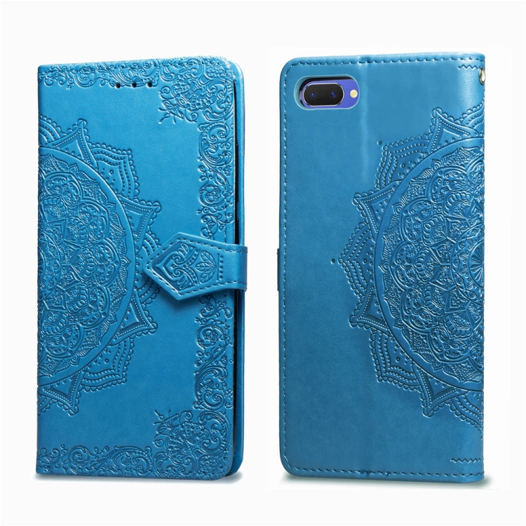 

For OPPO A5 Embossed Mandala Pattern PC + TPU Horizontal Flip Leather Case with Holder & Card Slots(Blue)