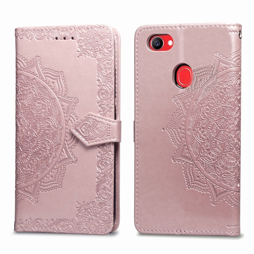 

For OPPO F7 Embossed Mandala Pattern PC + TPU Horizontal Flip Leather Case with Holder & Card Slots(Rose Gold)
