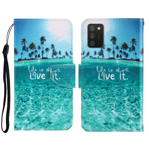 

For Sansung Galaxy A02s 164mm Version 3D Colored Drawing Horizontal Flip Leather Phone Case with Holder & Card Slots & Wallet(Coconut Tree)