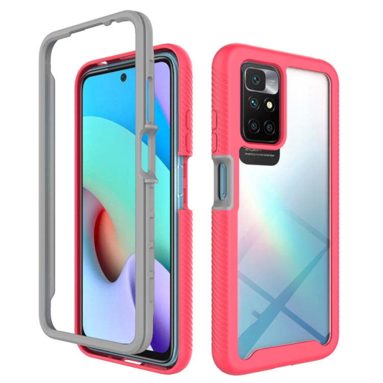 

For Xiaomi Redmi 10 Starry Sky Solid Color Series Shockproof PC + TPU Phone Case(Rose Red)