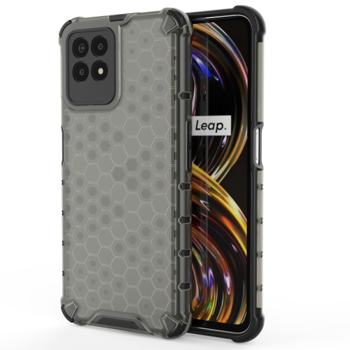 

For OPPO Realme 8i Shockproof Honeycomb PC + TPU Phone Case(Black)