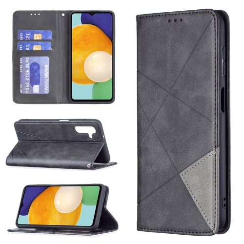 

For Samsung Galaxy A13 5G Prismatic Invisible Magnetic Horizontal Flip Phone Leather Case with Holder & Card Slots & Photo Frame(Black)