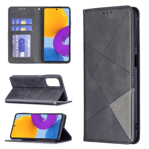 

For Samsung Galaxy M52 5G Prismatic Invisible Magnetic Horizontal Flip Phone Leather Case with Holder & Card Slots & Photo Frame(Black)