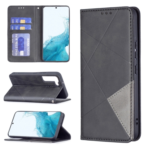 

For Samsung Galaxy S22 5G Prismatic Invisible Magnetic Horizontal Flip Phone Leather Case with Holder & Card Slots & Photo Frame(Black)