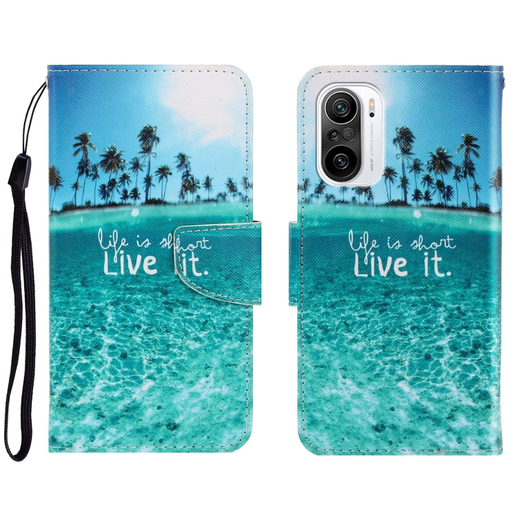 

For Xiaomi Redmi K40 3D Colored Drawing Horizontal Flip Leather Phone Case(Coconut Tree)