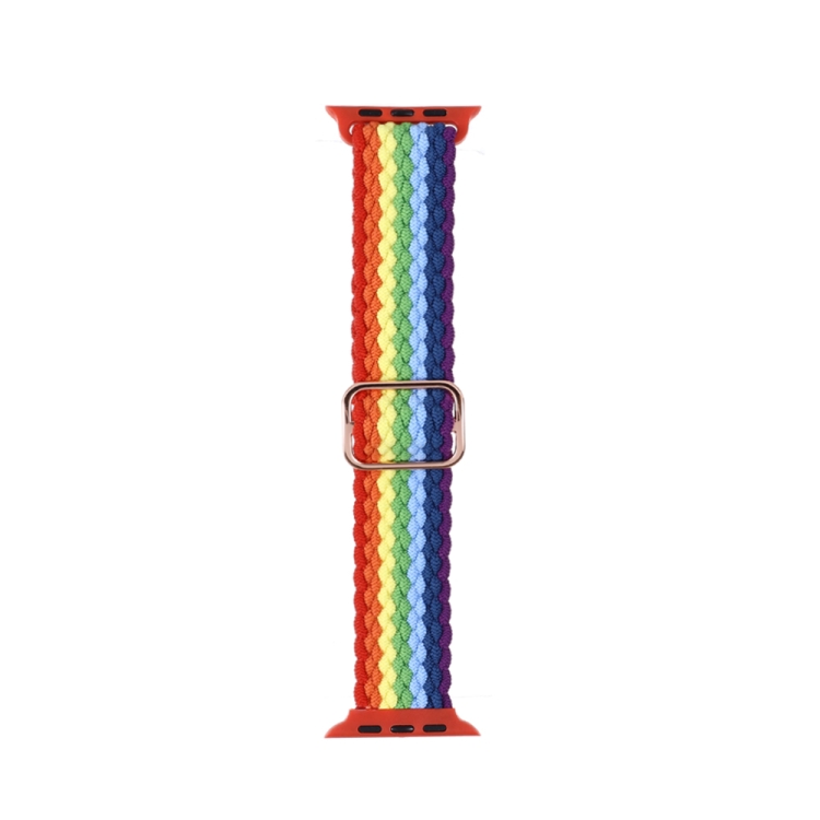 

Adjustable Striped Woven Nylon Strap Watchband For Apple Watch Series 7 41mm / 6&SE&5&4 40mm / 3&2&1 38mm(Colorful)