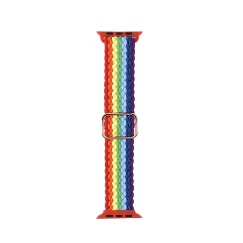 

Adjustable Striped Woven Nylon Strap Watchband For Apple Watch Series 7 45mm / 6&SE&5&4 44mm / 3&2&1 42mm(Colorful)