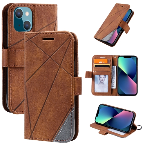 

Skin Feel Splicing Horizontal Flip Leather Phone Case For iPhone 13 mini(Brown)