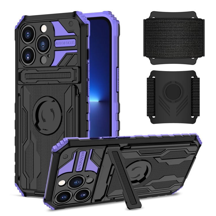 

Armor Wristband Phone Case For iPhone 13 Pro(Purple)