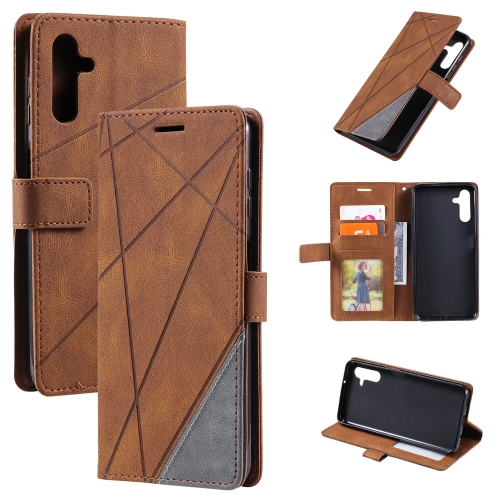 

For Samsung Galaxy A13 5G Skin Feel Splicing Horizontal Flip Leather Phone Case(Brown)