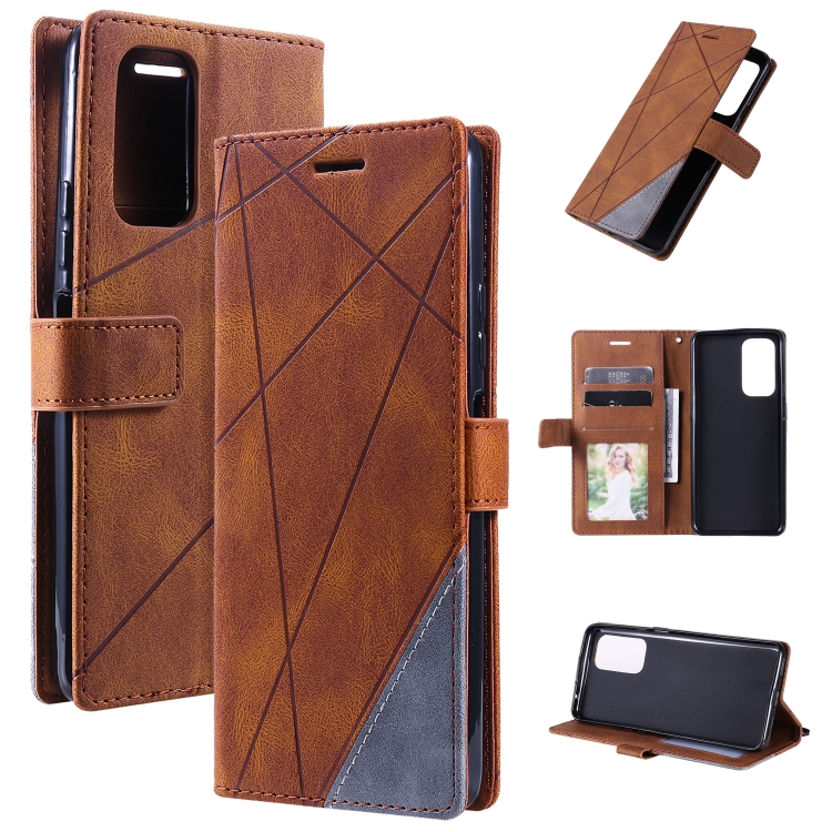 

For Xiaomi Redmi 10 Skin Feel Splicing Horizontal Flip Leather Phone Case(Brown)
