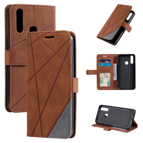 

For vivo Y17 / Y3s / Y15 / Y12 / Y11 2019 Skin Feel Splicing Horizontal Flip Leather Phone Case(Brown)