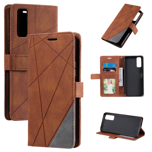 

For vivo Y20 / Y20 2021 / Y20s Skin Feel Splicing Horizontal Flip Leather Phone Case(Brown)