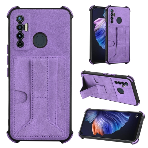 

Dream Card Holder Leather Phone Case For Tecno Camon 17(Purple)