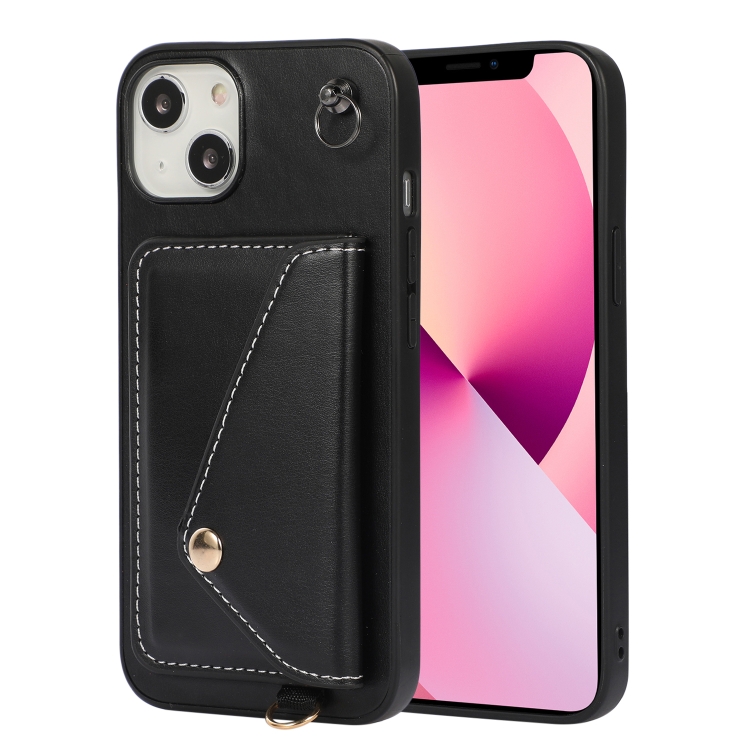 

Crossbody Wallet Card Bag Phone Case For iPhone 13(Black)