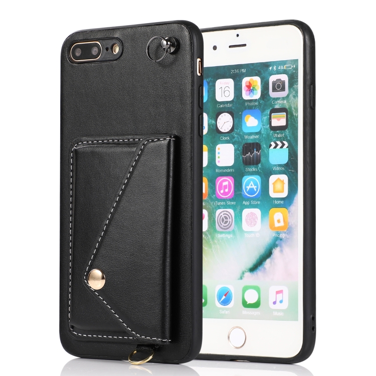 

Crossbody Wallet Card Bag Phone Case For iPhone SE 2020 / 8 / 7(Black)