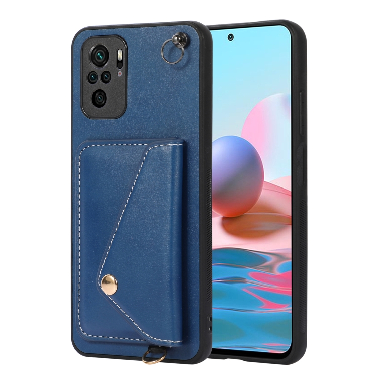 

For Xiaomi Redmi Note 10 Crossbody Wallet Card Bag Phone Case(Blue)