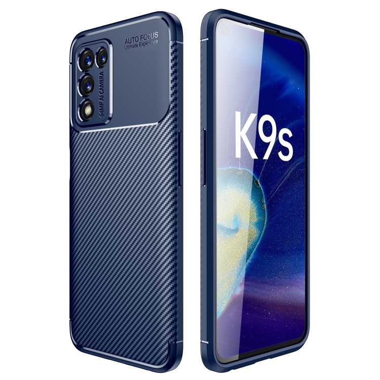 

For OPPO K9s Carbon Fiber Texture Shockproof TPU Phone Case(Blue)