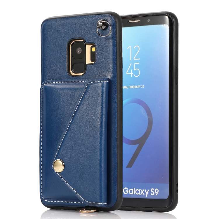 

For Samsung Galaxy S9+ Crossbody Wallet Card Bag Phone Case(Blue)