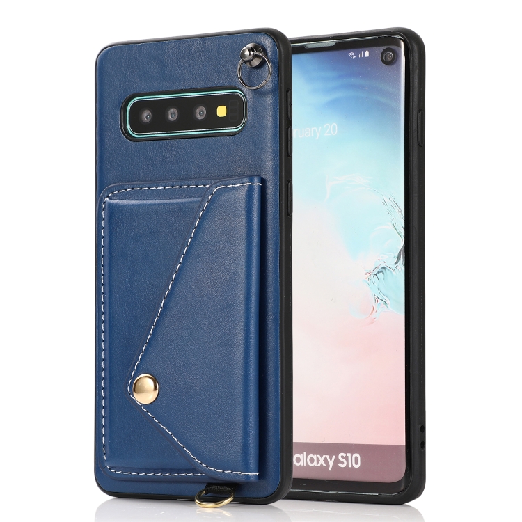 

For Samsung Galaxy S10+ Crossbody Wallet Card Bag Phone Case(Blue)