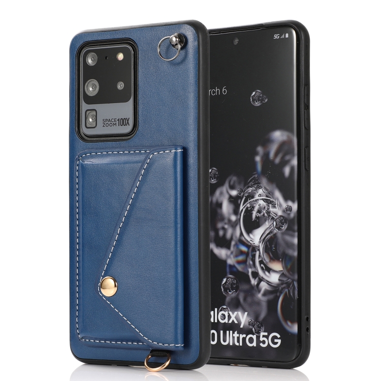 

For Samsung Galaxy S20 Ultra Crossbody Wallet Card Bag Phone Case(Blue)