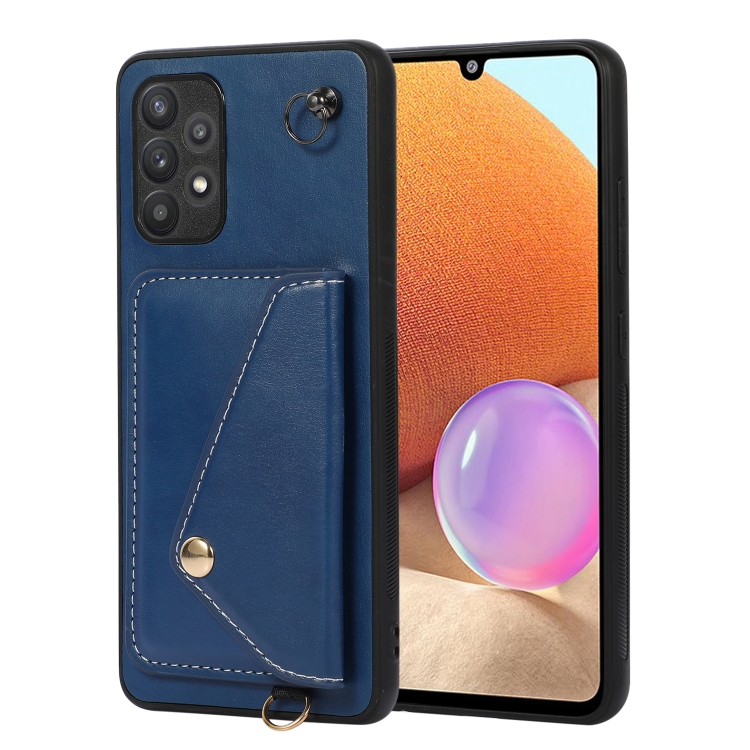 

For Samsung Galaxy A32 4G Crossbody Wallet Card Bag Phone Case(Blue)