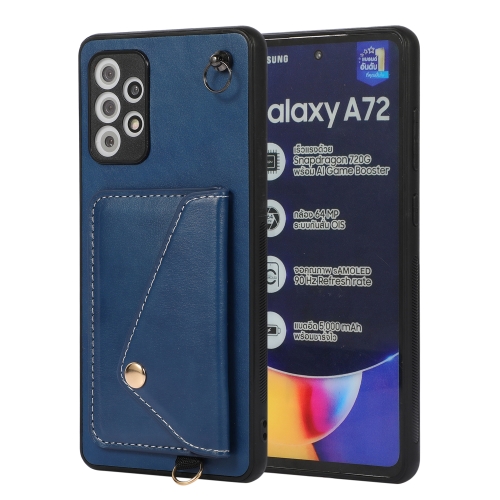 

For Samsung Galaxy A72 4G / 5G Crossbody Wallet Card Bag Phone Case(Blue)