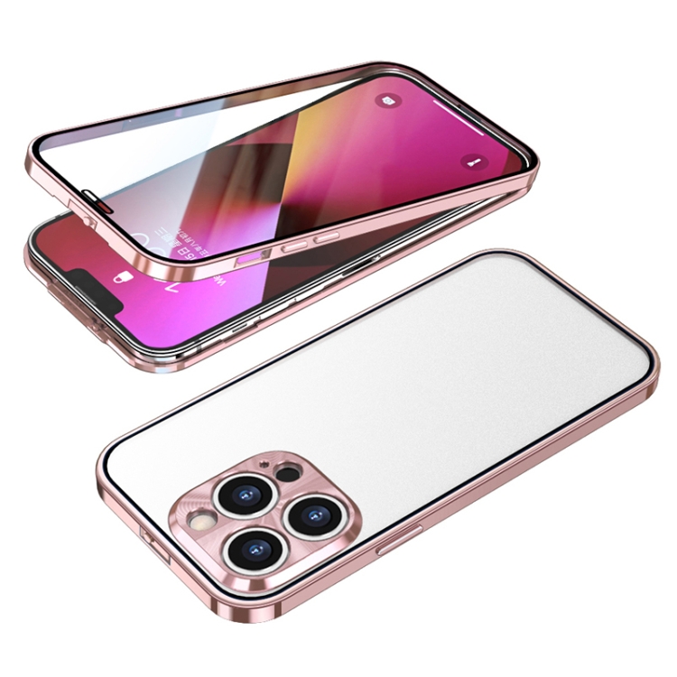 

Buckle Installation Double-sided Protective Phone Case For iPhone 13 Pro(Pink)